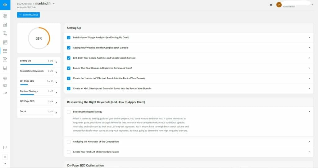 Ranktracker SEO Checklist
